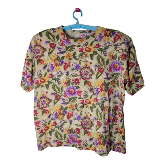 Vintage No Boundaries Plus Women's 3XL 80's Floral Short Sleeve Pullover Top‎ - Picture 2 of 11